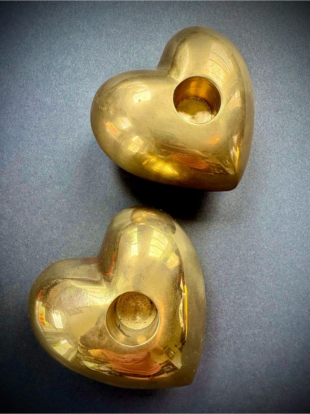 Brass Heart Candle Holders - Set of 2